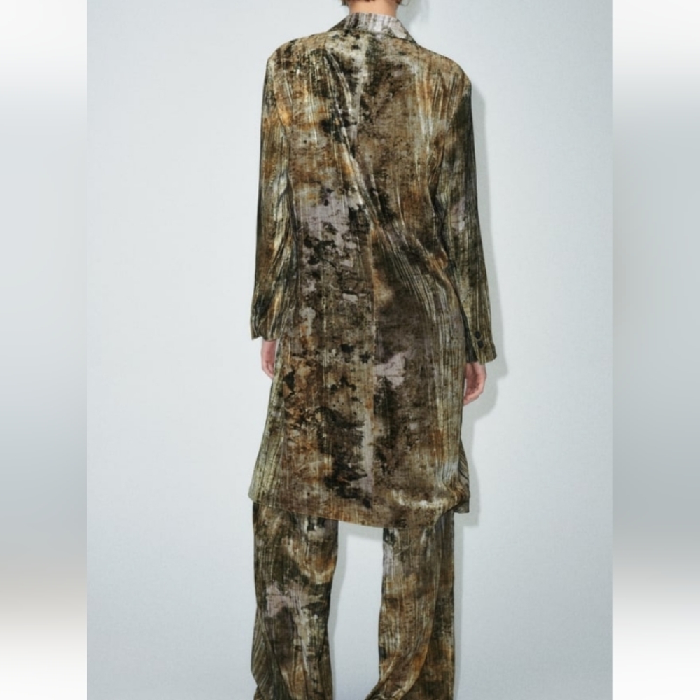 Zara Tye Die Velvet Coat - Picture 3 of 11